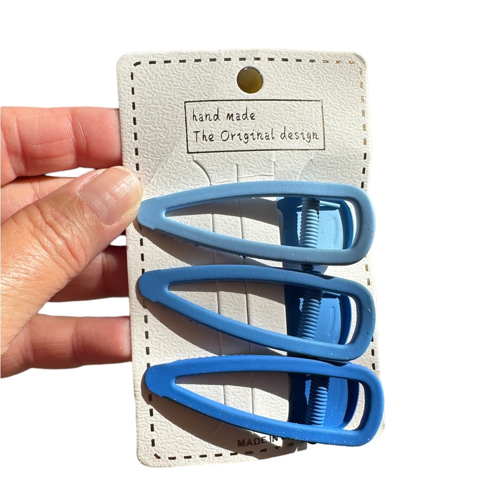 Handmade Blue Hair Barrette 3 Piece Set